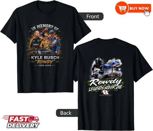 Kyle Busch Rowdy 1985-2026 Memorial NASCAR Tribute Racing Tee