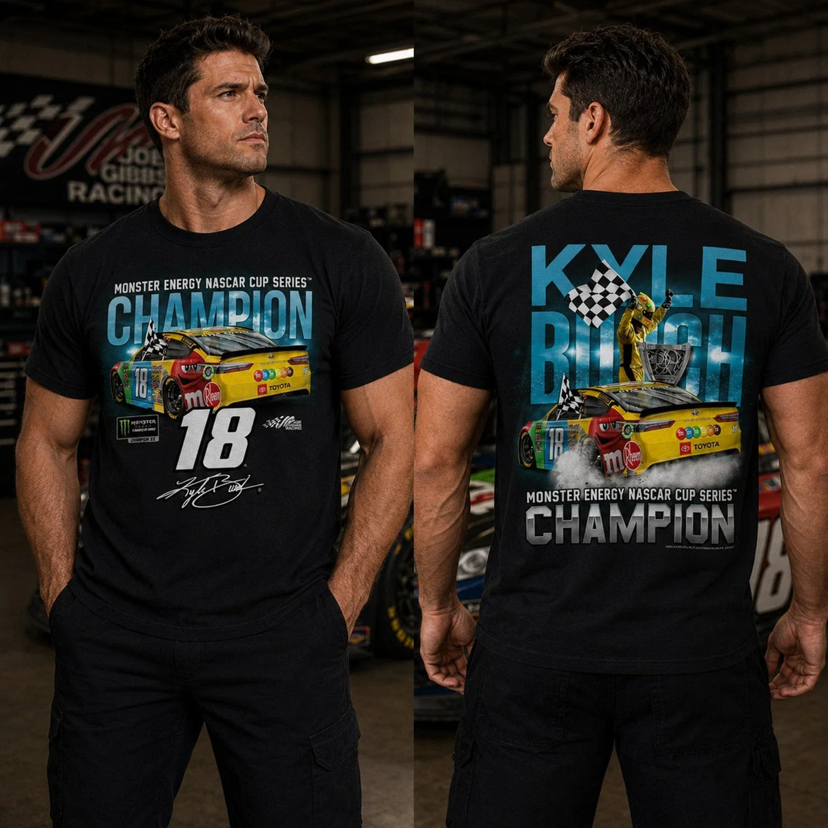 Kyle Busch #18 Double Sided NASCAR Champion T Shirt